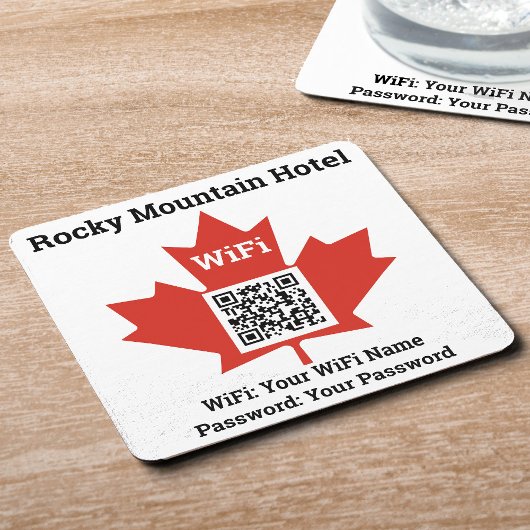 Details van Canadian Hotel WiFi Plus QR-code Kartonnen Onderzetters