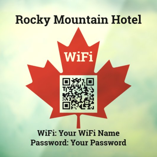 Details van Canadian Hotel WiFi Plus QR-code Raamsticker (Vel 3)