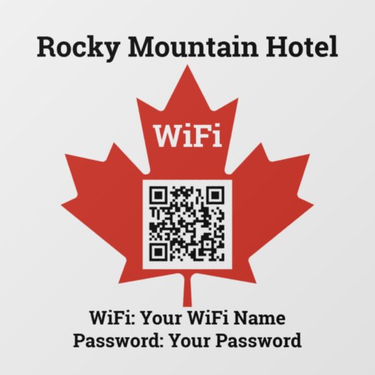 Details van Canadian Hotel WiFi Plus QR-code Raamsticker (Vel)
