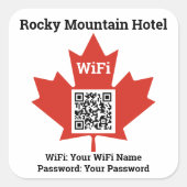 Details van Canadian Hotel WiFi Plus QR-code Vierkante Sticker (Voorkant)