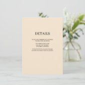 Details van Champagne Simple Wedding Informatiekaartje (Staand voorkant)