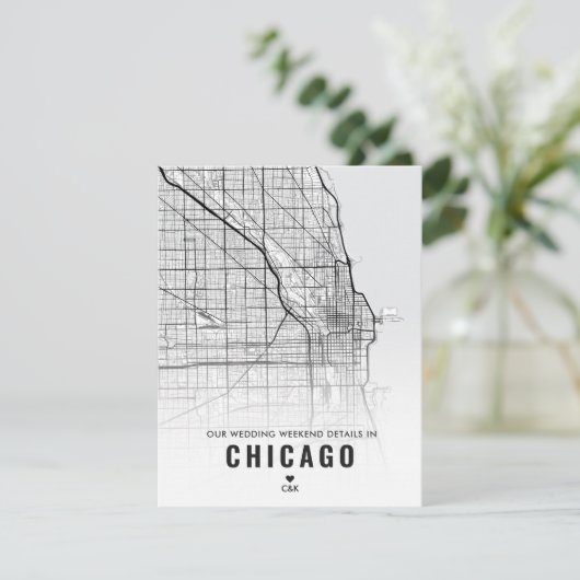 Details van Chicago Wedding Weekend Informatiekaartje (Staand voorkant)