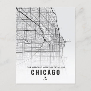Details van Chicago Wedding Weekend Informatiekaartje