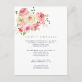 Details van de Band-groene Floral Wedding Guest Informatiekaartje (Voorkant)