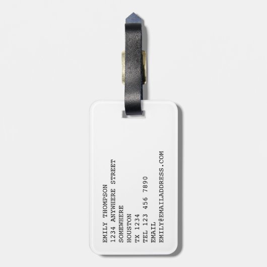 Details van de bestemming-zomercontactpersoon bagagelabel (Achterkant verticaal)