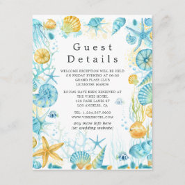 Details van de blauwe en gele Zee Life Weddenschap Informatiekaartje