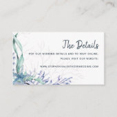 Details van de blauwe Waterverf Beach Weddenschap Informatiekaartje (Voorkant)