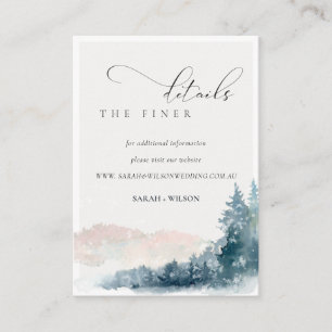 Details van de Blush Blue Mountains Pine Wedding W Informatiekaartje