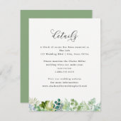 Details van de bruiloft-Waterverf Greenery en de V Informatiekaartje (Voorkant / Achterkant)