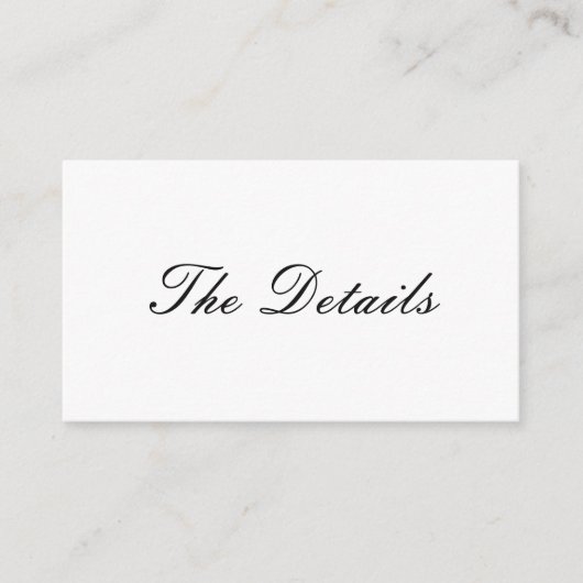 Details van de Elegant Black and White Wedding Gue Informatiekaartje (Voorkant)