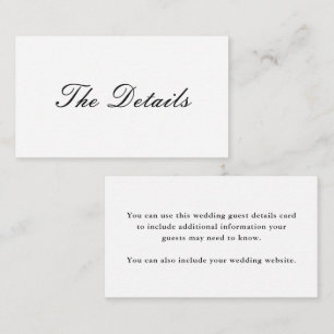 Details van de Elegant Black and White Wedding Gue Informatiekaartje