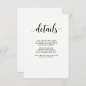 Details van de Elegant Black and White Wedding Gue Informatiekaartje (Voorkant / Achterkant)