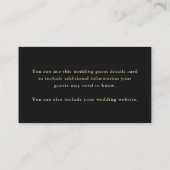 Details van de Elegant Black Wedding Guest Informatiekaartje (Achterkant)