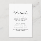 Details van de Elegant Floral Wedding Guest Informatiekaartje (Voorkant)