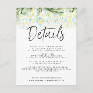 Details van de Elegant Lemon Grove Boho Wedding Gu Informatiekaartje