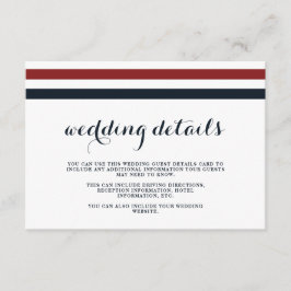 Details van de kustbruiloft Blue Red en White Gues Informatiekaartje