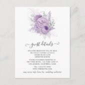 Details van de lavender en de Silver Floral Weddin Informatiekaartje (Voorkant)