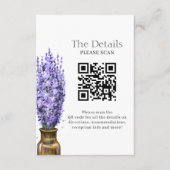 Details van de Lavender Modern Floral Wedding QR C Informatiekaartje (Voorkant)