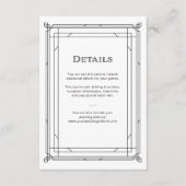 Details van de moderne Deco Black en White Wedding Informatiekaartje (Voorkant)