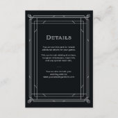 Details van de moderne Deco Black en White Wedding Informatiekaartje (Voorkant)