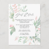 Details van de pastel Blush Greenery Wedding Guest Informatiekaartje (Voorkant)