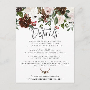 Details van de plattelands-Floral Boho Wedding Gue Informatiekaartje