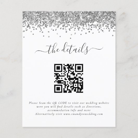 Details van de Silver Glitter QR Code Weddenschap (Voorkant)