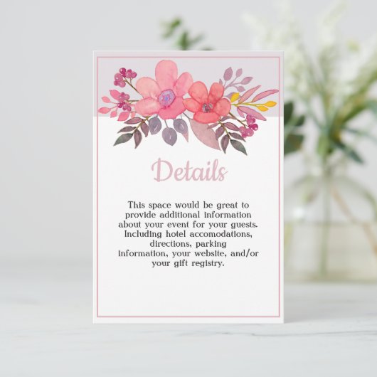 Details van Dusty Pinks Informatiekaartje (Staand voorkant)