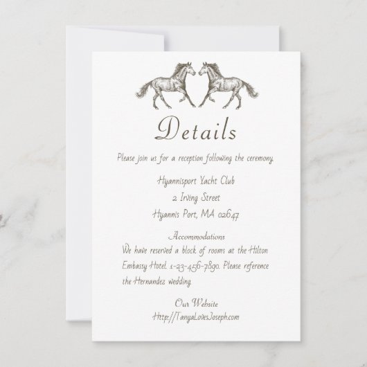 Details van een landelijke bruiloft met paard brui kaart (Voorkant)