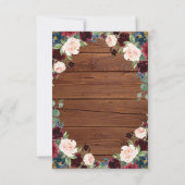 Details van een rustieke houten Marsala-huwelijksr Kaart (Achterkant)