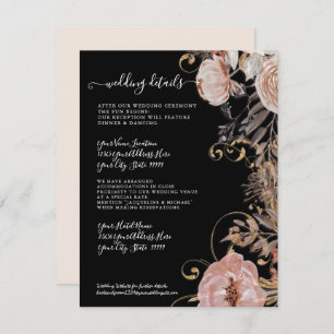 Details van Floral Boho Blush Roos Gold Dried Wedd Kaart