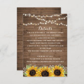 Details van Floral Rustic Sunflower Wood Kaart (Voorkant / Achterkant)