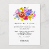Details van Floral Spain Fiesta Wedding Guest Informatiekaartje (Voorkant)