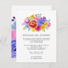 Details van Floral Spain Fiesta Wedding Guest Informatiekaartje