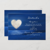 Details van Heart Moon en Snowy Beach Winter Wedde Informatiekaartje (Voorkant / Achterkant)