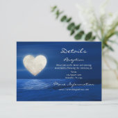 Details van Heart Moon en Snowy Beach Winter Wedde Informatiekaartje (Staand voorkant)