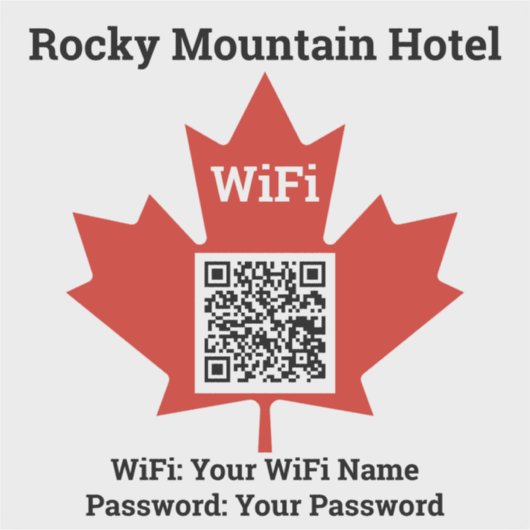 Details van het Canadese hotel-wifi plus QR-code Sticker (Voorkant)