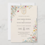 Details van het eenvoudige Wildflower Wedding Mono Kaart (Voorkant)