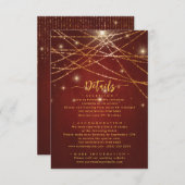 Details van het Elegant Sparging String Lights Wed Informatiekaartje (Voorkant / Achterkant)