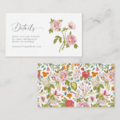 Details van het gevierde huwelijk informatiekaartje (Voorkant / Achterkant)