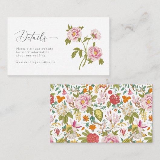 Details van het gevierde huwelijk informatiekaartje (Voorkant / Achterkant)