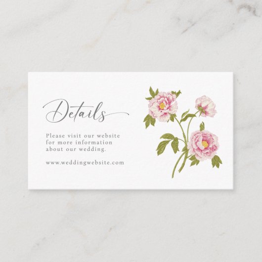 Details van het gevierde huwelijk informatiekaartje (Voorkant)