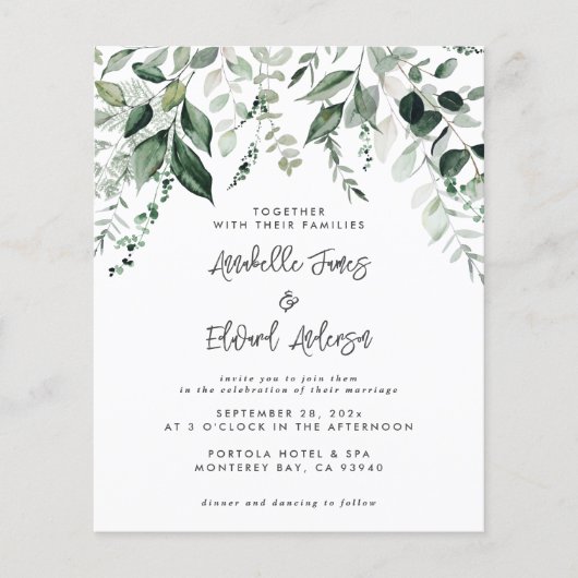 Details van het huwelijk van het budget, uitnodigi (Voorkant)