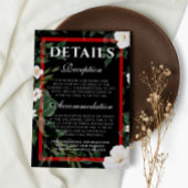 Details van het huwelijk Zwart en rood Elegant Whi Informatiekaartje
