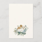 Details van het mosterdblauw-Floral-huwelijk Informatiekaartje (Achterkant)