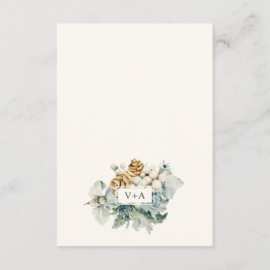 Details van het mosterdblauw-Floral-huwelijk Informatiekaartje (Achterkant)