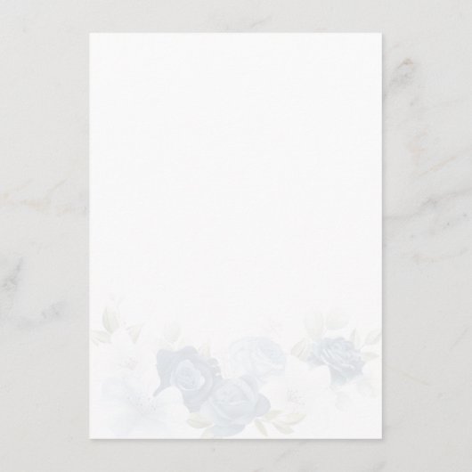 Details van het mosterdblauw-Floral-huwelijk Informatiekaartje (Achterkant)