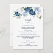 Details van het mosterdblauw-Floral-huwelijk Informatiekaartje (Voorkant / Achterkant)