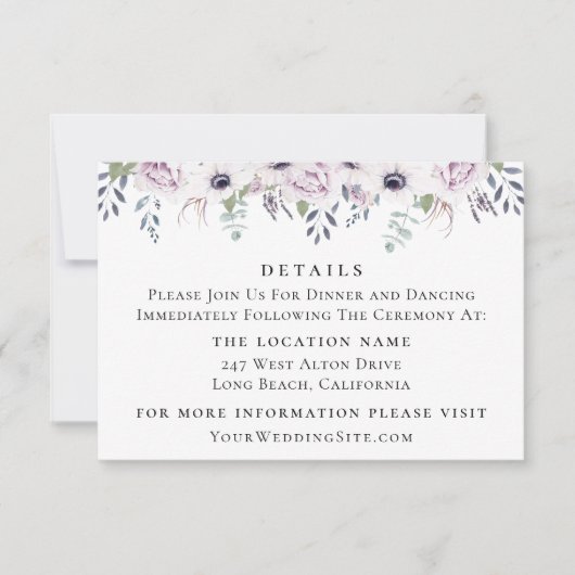 Details van het mosterdblauw-Floral-huwelijk Kaart (Voorkant)