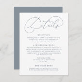 Details van het mosterdblauw Modern minimalistisch Informatiekaartje (Voorkant / Achterkant)